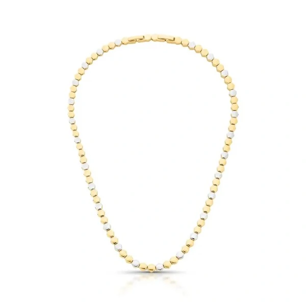 Colar Colmeia com Mix de Banhos Ouro 18K e Ródio Branco