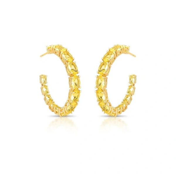 Brinco Argola Amarantos com Cristais e Banho de Ouro 18K – Brilho Impactante