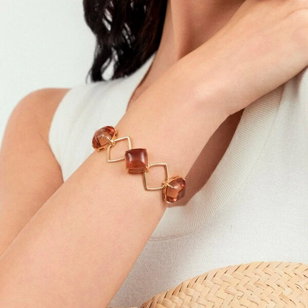 Pulseira Apricot com Cristal e Banho de Ouro 18k