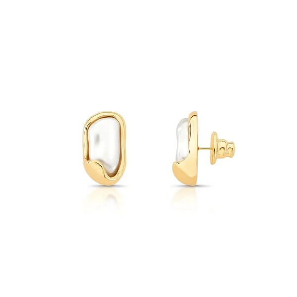 Brinco Piva com Pérola Shell - Banho de Ouro 18K | Clássico Repaginado