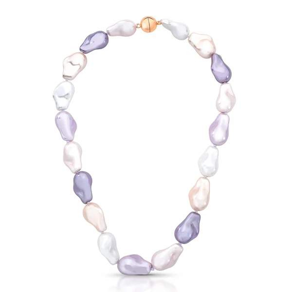 Colar Paquetá G com Pérolas em Lilás e Branca em Banho Rosé