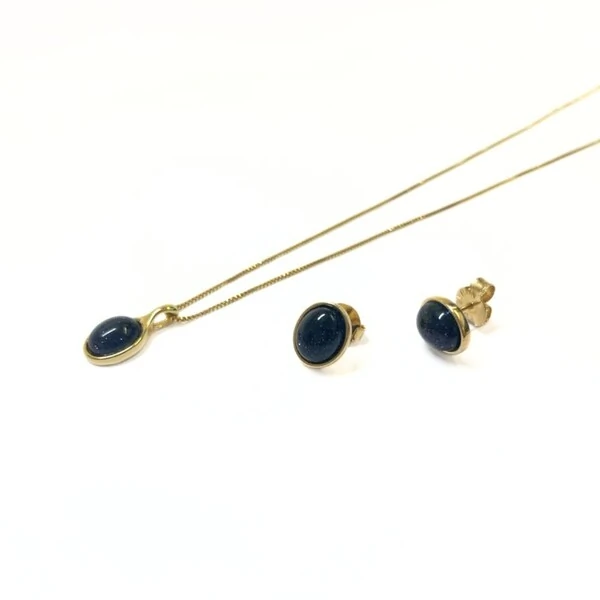 Conjunto Eva com Pedra Estrela e Banho de Ouro 18K