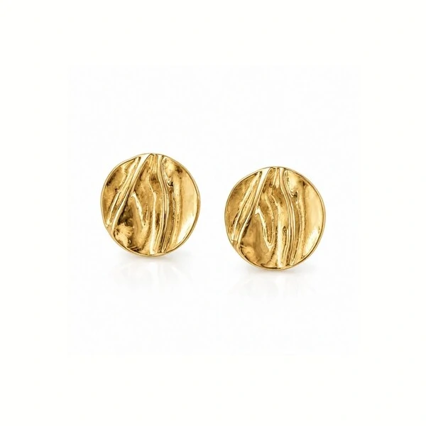 Brinco Stem Rool – Banho de Ouro 18K | Acabamento Orgânico e Moderno