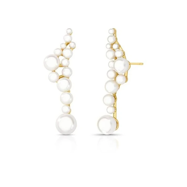 Brinco Beth com Pérolas - Elegância Clássica em Banho de Ouro 18k