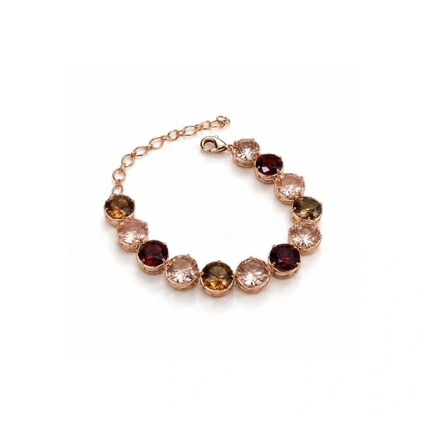 Pulseira Riviera com Cristais e Banho de Ouro Rosé