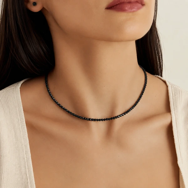 Colar Riviera com Zircônias Negras e Banho de Ródio Negro