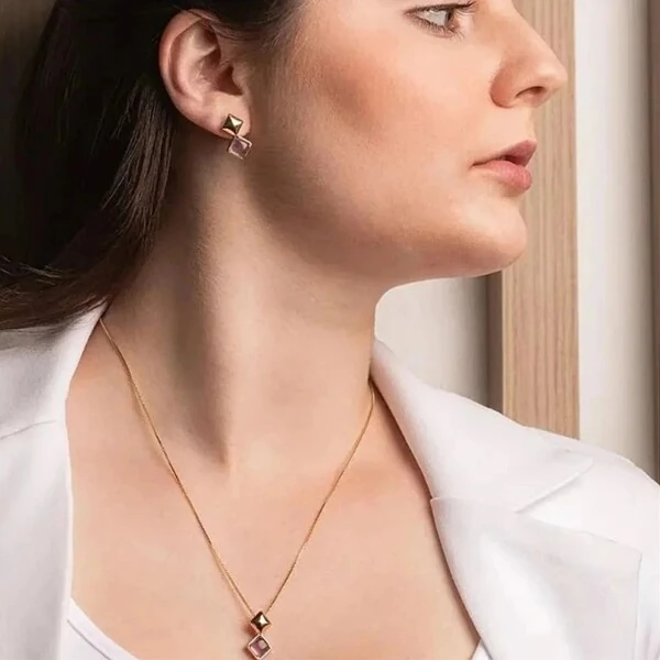 Conjunto Nara com Ametista e Banho de Ouro 18K