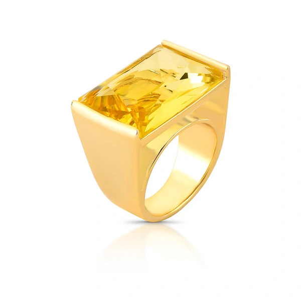 Anel com Cristal Topázio e Banho de Ouro 18k