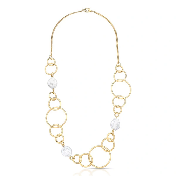 Colar Aruba com Pérolas de Agua doce e Banho de Ouro 18k