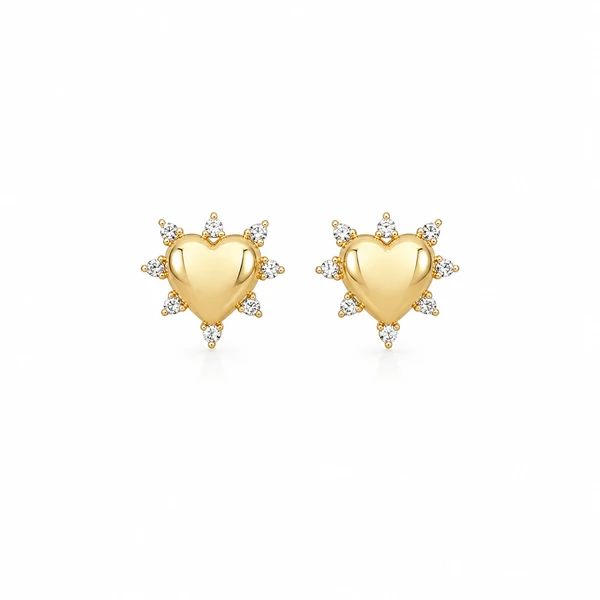 Brinco Corazón com Zircônias - Banho de Ouro 18K | Design Apaixonante