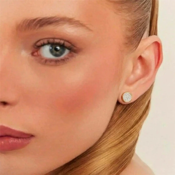 Brinco Élan Pequeno com Zircônias e Banho de Ouro 18K