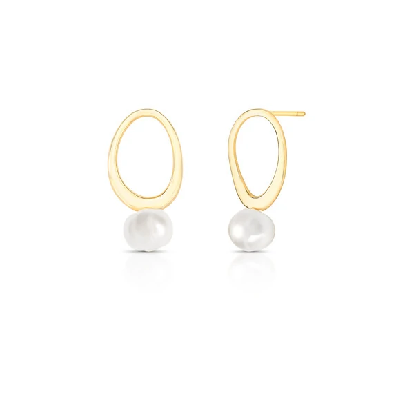 Brinco Turner com Pérola Natural e Banho de Ouro 18K