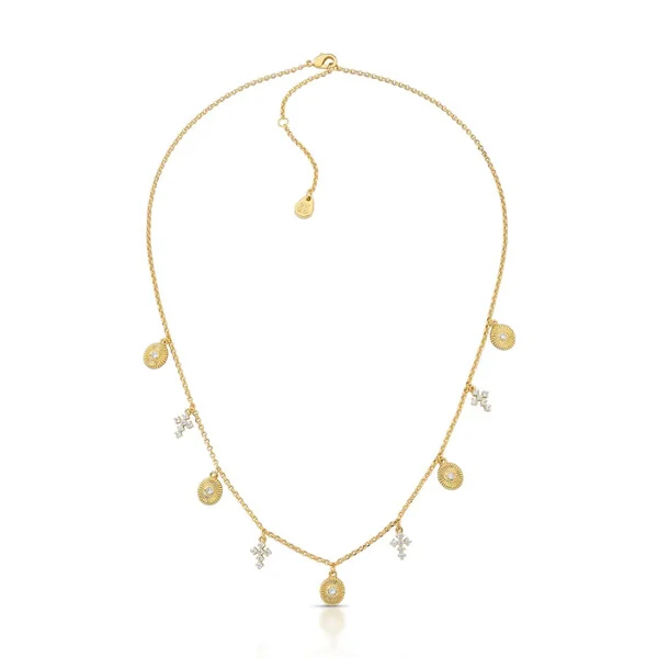 Colar Fé Minimalista com pingentes em Banho de Ouro 18K e Zircônias