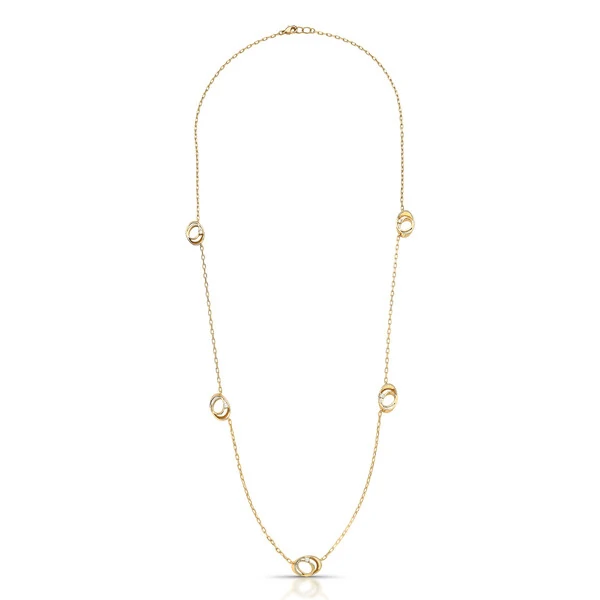 Colar Multi Mocho com Zircônias e Banho de Ouro 18K