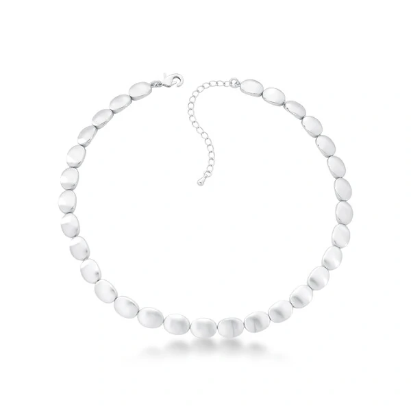 Colar Irene com Banho de Ródio Branco e acabamento acetinado