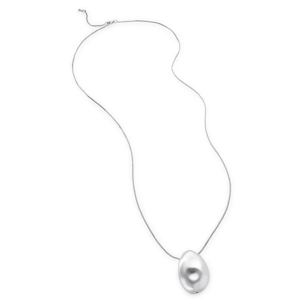 Colar Drop Acetinado Banho Ródio Branco