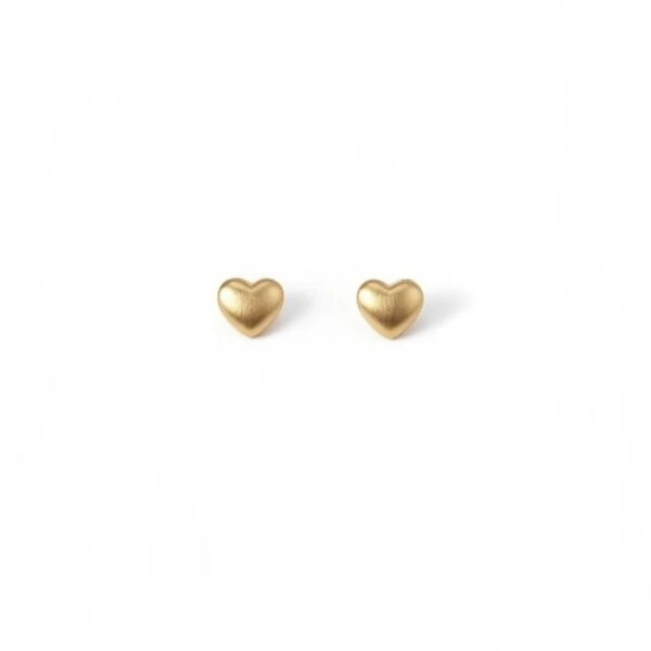 Brinco Coração Petti Acetinada Banho de Ouro 18K