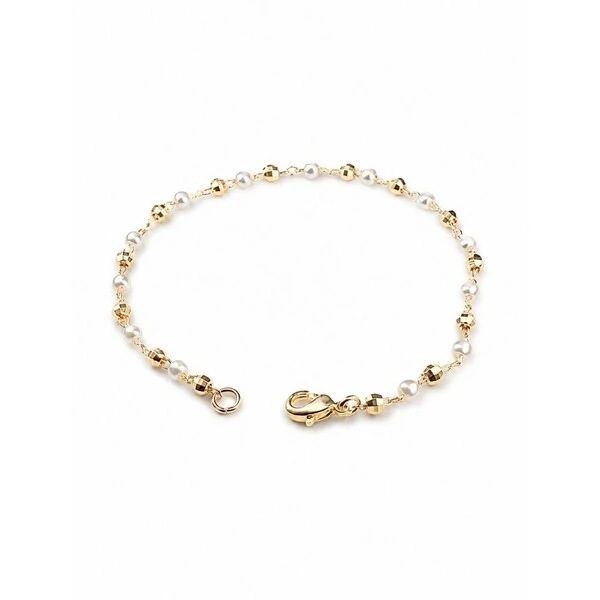 Pulseira com Pérolas e Banho de Ouro 18K