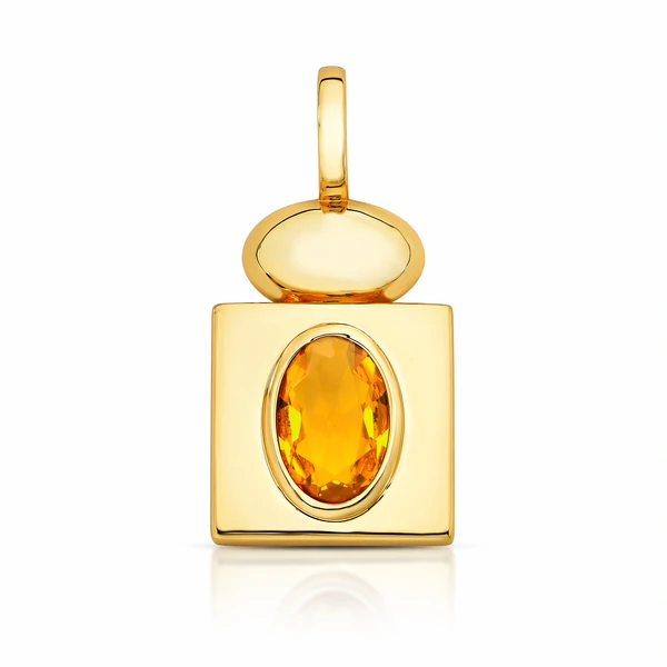 Pingente Fugaz com Cristal Topázio e Banho de Ouro 18k