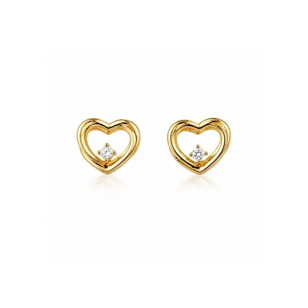 Brinco Amo Petit com Zircônia - Estilo Romântico com Banho de Ouro 18K