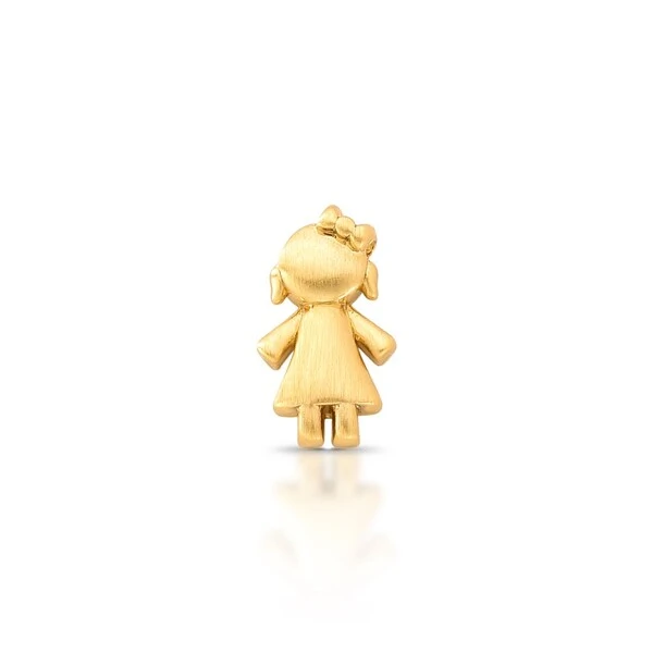Pingente Menina Acetinado com Banho de Ouro 18k