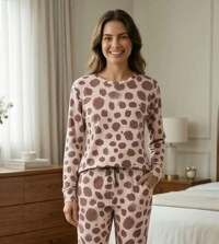 Pijama Manga Longa Poa Organic Marrom