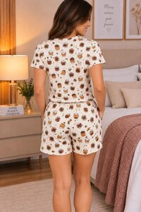 Pijama Curto T-Shirt Sweet Coffee
