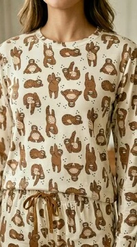 Pijama Manga Longa Fechado Preguiça