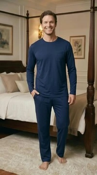 Pijama Manga Longa Azul Marinho