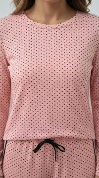 Pijama Manga Longa Jogging Poá Rosa