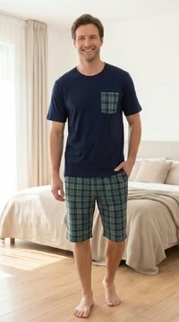 Pijama Verão Masculino xadrez Forest