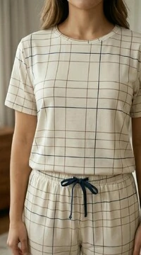 Pijama Meia Estação Xadrez Off Listra Azul