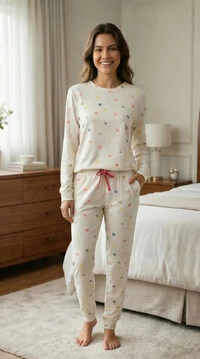 Pijama Jogging Manga Longa Bolinhas Coloridas
