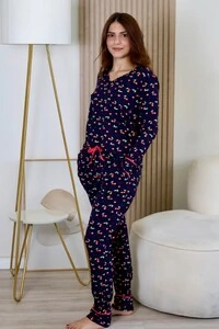 Pijama Manga Longa Decote V Cerejinha