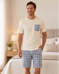 Pijama Verão Masculino Xadrez Santorini