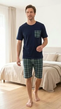 Pijama Verão Masculino xadrez Forest