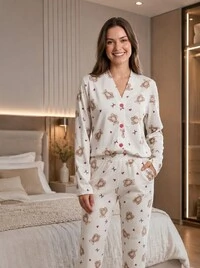Pijama Moletinho Peluciado Botões Teddy Petit