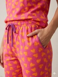 Pijama Meia Estação Coração Laranja