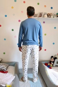 Pijama Maga Longa Masculino Voando Nas Nuvens