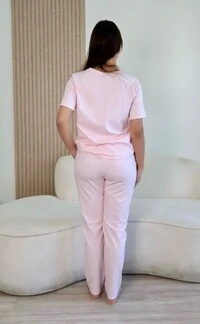 Pijama Meia Estação de Algodão Rosa Algodão Doce