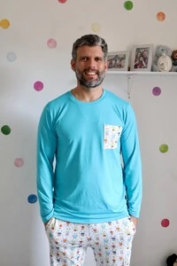 Pijama Manga Longa Masculino Mini Bots