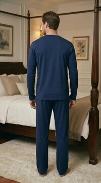 Pijama Manga Longa Azul Marinho