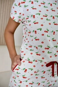 Pijama Tshirt Cereja Branca