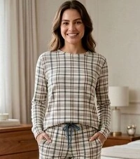 Pijama Manga Longa Xadrez Calm Blue