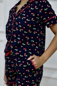 Pijama Amerciano Curto Cereja Azul