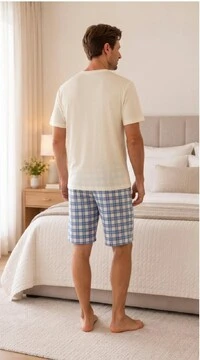 Pijama Verão Masculino Xadrez Santorini