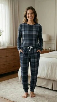 Pijama Manga Longa Xadrez Urban Chic