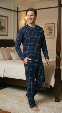 Pijama Manga Longa Xadre Azul Listra Off