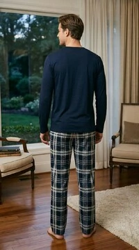 Pijama Manga Longa Masculino Xadrez Urbano