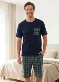 Pijama Verão Masculino xadrez Forest